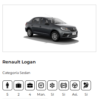 Alquiler de Renault Logan sedan económico en Bariloche. Perfecto para familias que buscan comfort y ahorro.