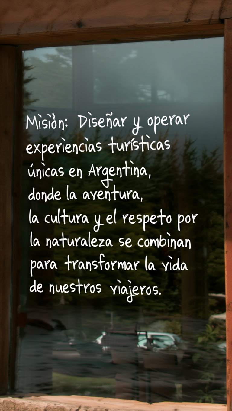 Texto en cartel con la misión de Diversidad Turismo Activo & de Naturaleza.