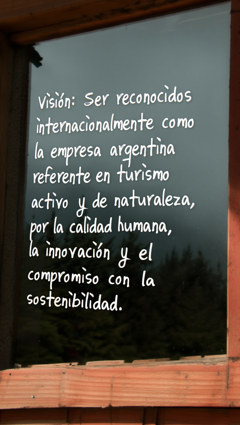 Texto escrito en cartel con la visión de Diversidad Turismo Activo & de Naturaleza.